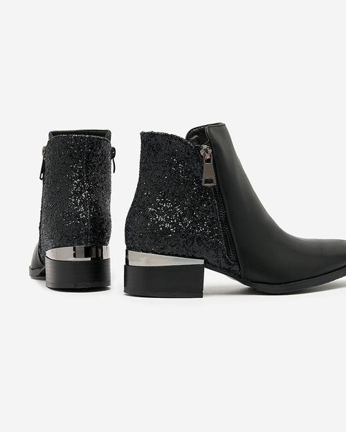 Royalfashion Чорні жіночі чоботи з парчею Brosecco