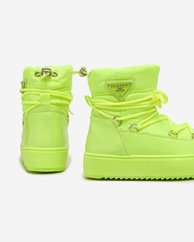 Royalfashion Dětské nazouvací boty a'la snow boots v neonově žluté barvě Asifa