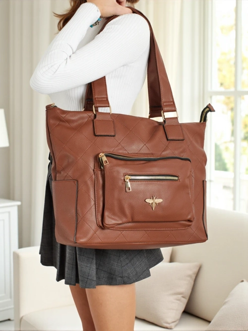 Жіноча сумка-шопер еко шкіряна стьобана Marvaya