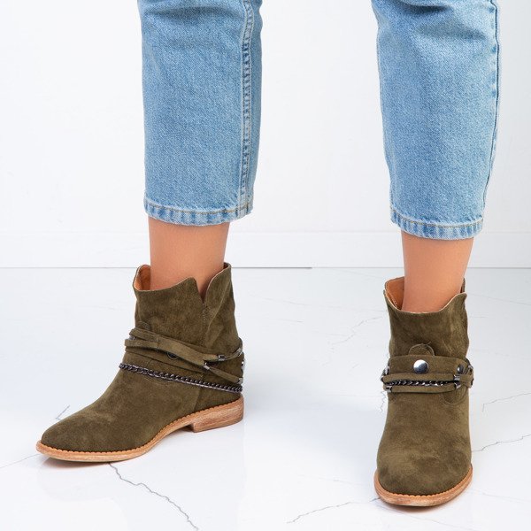 Zelené kovbojské boty na vnitřním klínku Salem - Obuv