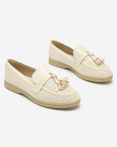 Кремові жіночі мокасини з декором Parffes- Footwear