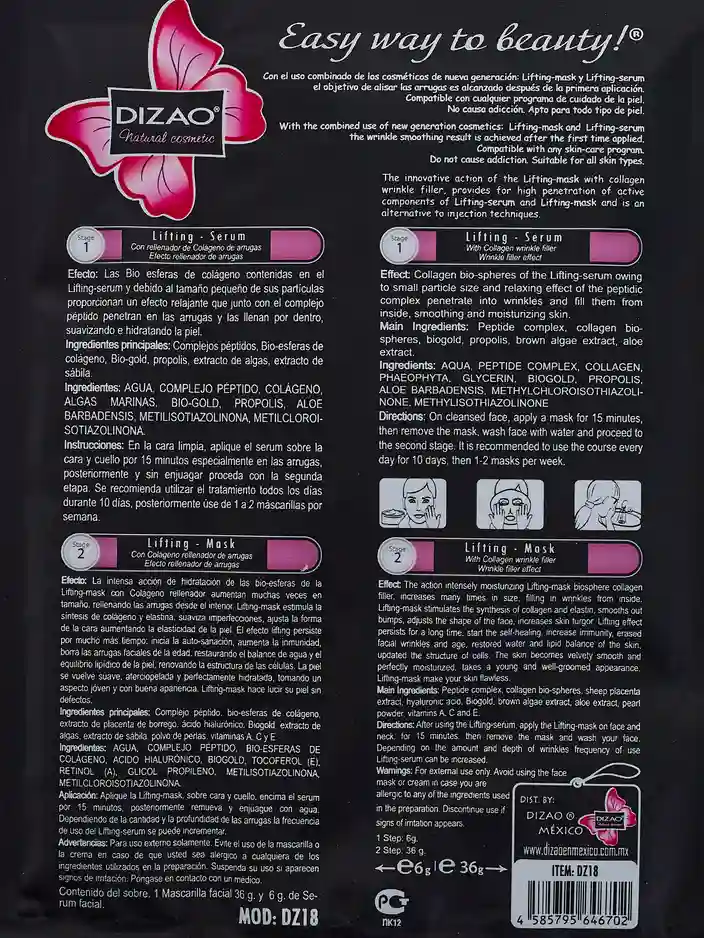 DIZAO - Sada séra a masky s kolagenem 6g + 36g x 10ks