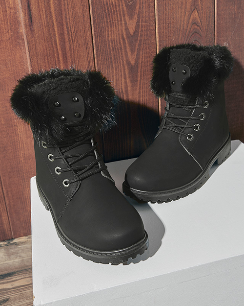 Класичні жіночі черевики а-ля траппер чорного кольору Lausa- Footwear