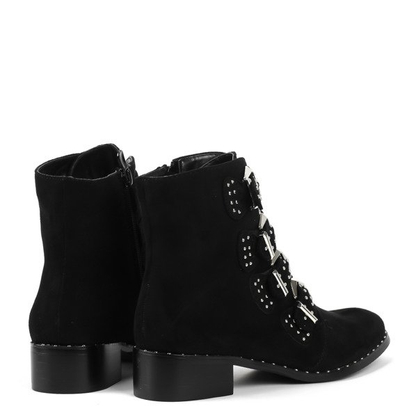 Botki zamszowe na słupku - Obuwie