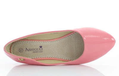 Różowe, lakierowane balerinki - Obuwie