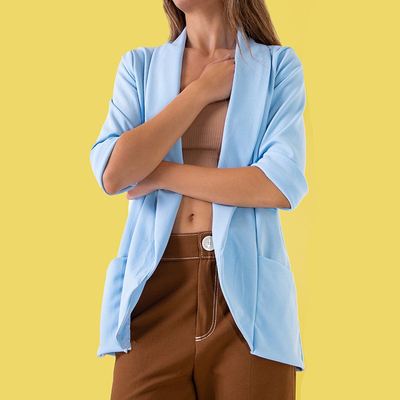 Dámský modrý plášť bez zapínání - Oblečení