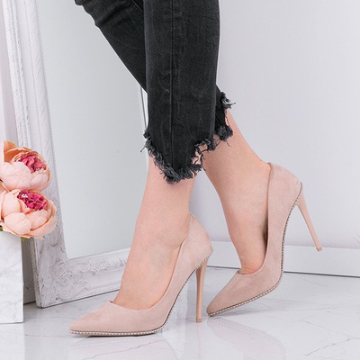 Béžové záhadné jehlové lodičky - Obuv