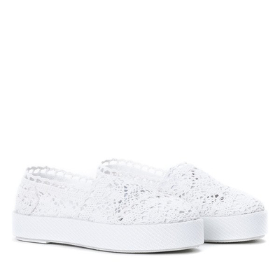 Білі мереживні кросівки в стилі ковзання на Bari - Взуття 1