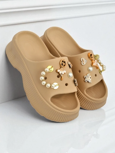 Royalfashion Dámské gumové sandály s ozdobami Slash Glam