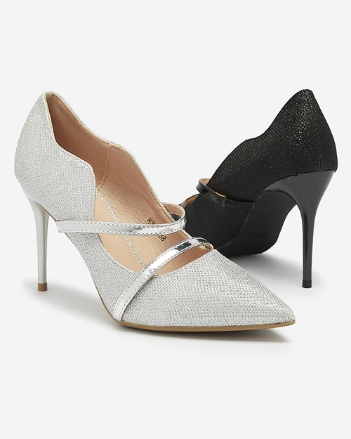 Жіночі туфлі-човники на шпильці чорного кольору з блискітками Esleea - Взуття