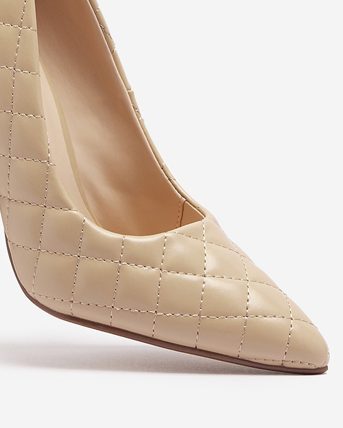 Бежеві жіночі туфлі-човники на шпильці з тисненням Torosa- Footwear