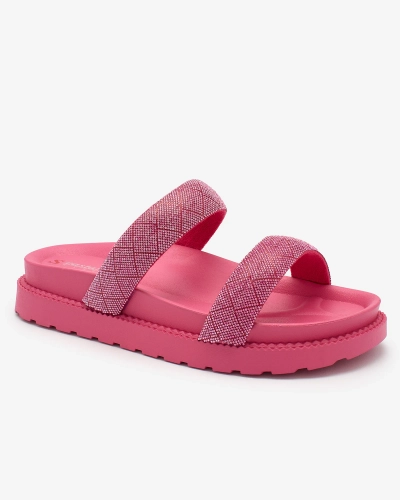 Жіночі шльопанці з цирконієвими блискітками Royalfashion Fuchsia