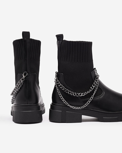 Чоботи жіночі чорні з верхом a'la sock Foldaf- Footwear