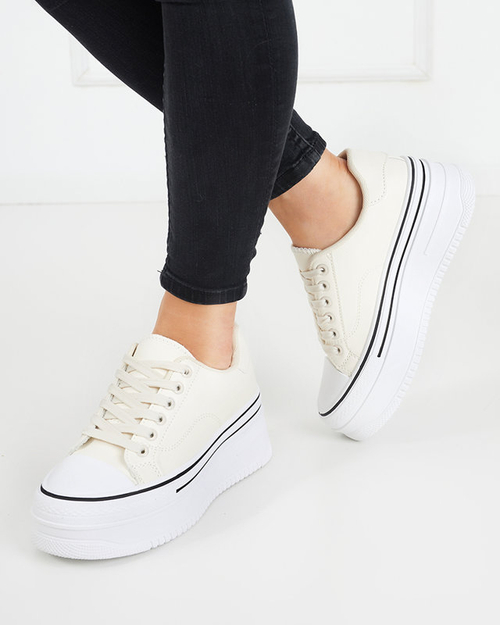 Жіночі кеди кремового кольору на платформі Aniel