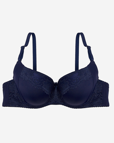 Námořnická modrá dámská podprsenka s krajkou - Spodní prádlo