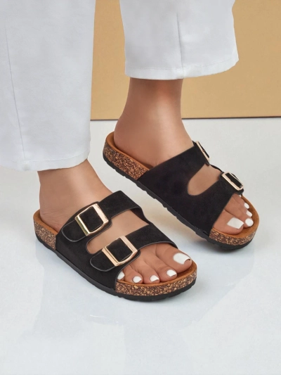 Dámské pantofle Letitia černé, semišové, plochý podpatek, italský design