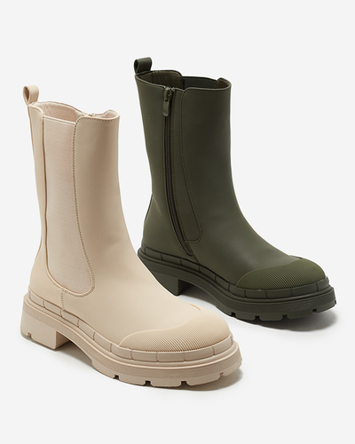 Béžové matné dámské vysoké boty Namrid- Obuv