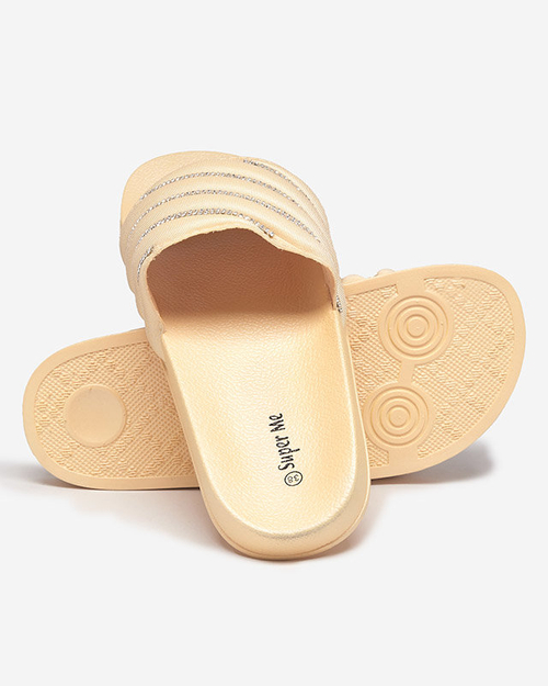 OUTLET Золоті жіночі тапочки з фіанітами Mytaris - Взуття