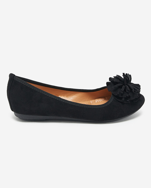 Чорні еко-замшеві балерини з декором Kviassi. Взуття