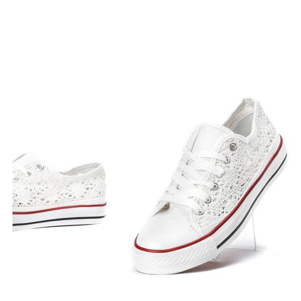 Białe trampki z koronkowym wykończeniem Envine - Obuwie