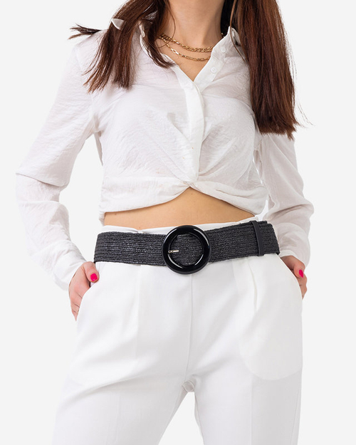 Чорний жіночий плетений ремінь