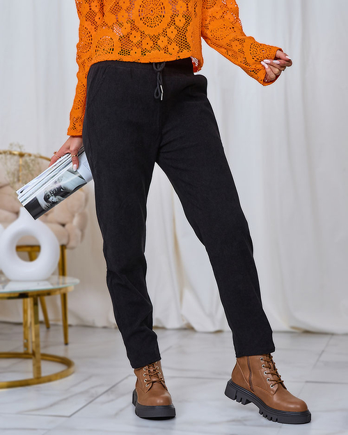 Штани жіночі з вельветової тканини Royalfashion Black