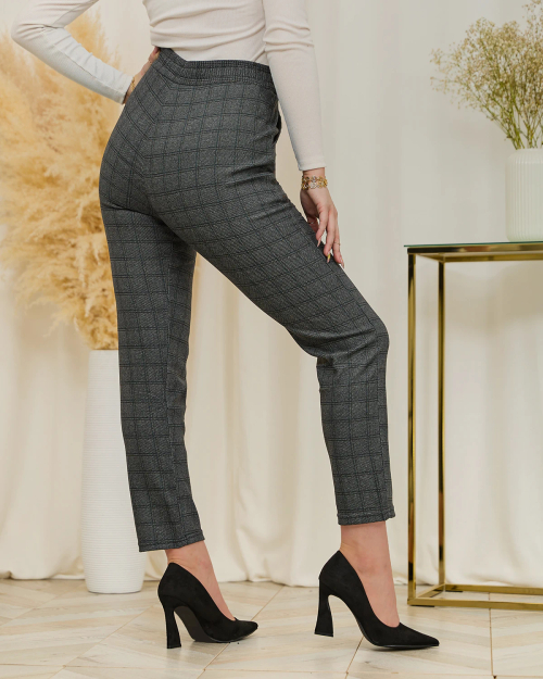 Royalfashion Сірі жіночі картаті штани-треггінси