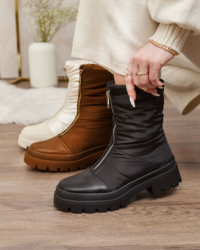 Royalfashion Dámské kozačky na plochém podpatku v černé barvě Tainve