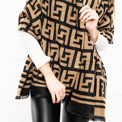 Světle hnědá vzorovaná dámská šála - Doplňky