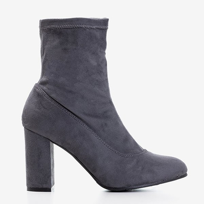 OUTLET Сірі чоботи на стовпі з еко-замші Melinda - Взуття