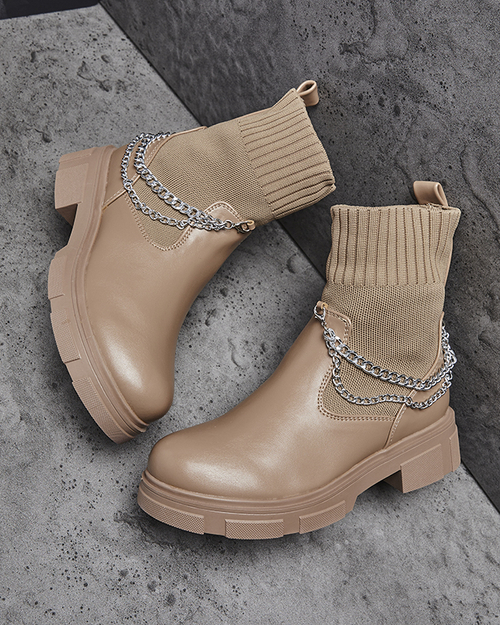 Чоботи жіночі світло-коричневі з верхом a'la sock Foldaf- Footwear