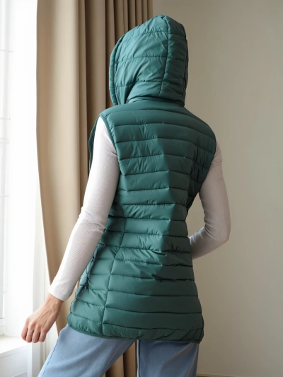 Royalfashion Dámská bezrukávová bunda s odnímatelnou kapucí