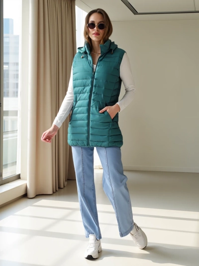 Royalfashion Dámská bezrukávová bunda s odnímatelnou kapucí