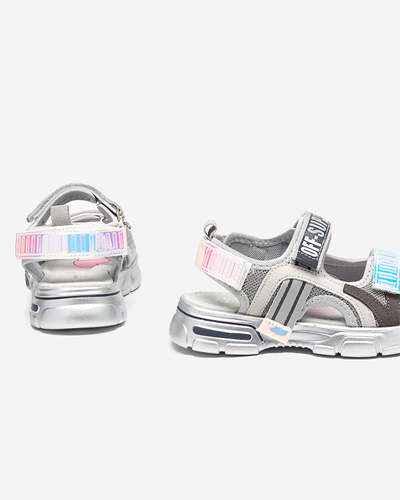 Сірі босоніжки для дівчат з голографічними вставками від Heilol - Footwear