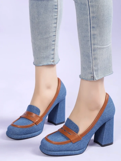 Royalfashion Жіночі джинсові мокасини на блоковому каблуці Jozenas