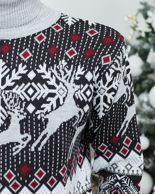 Різдвяний чоловічий светр з водолазкою Royalfashion сірий