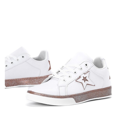 Biało - różowe tenisówki z gwiazdką Estrella - Obuwie