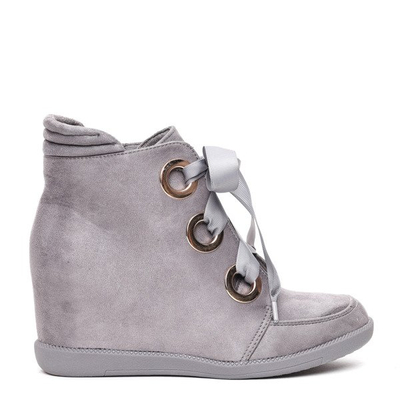 Szare sneakersy wiązane wstążką Andi- Obuwie