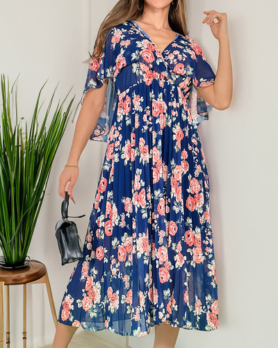 Royalfashion Dámské plisované květinové midi šaty