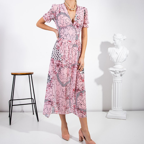 Рожева жіноча сукня з принтом