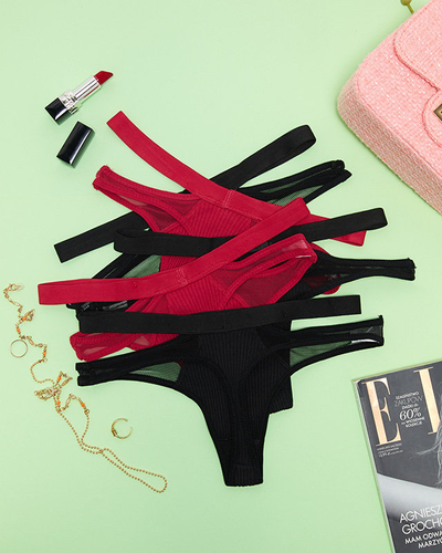 Одноколірний комплект жіночих стрінгів з вирізами 5/уп- Нижня білизна