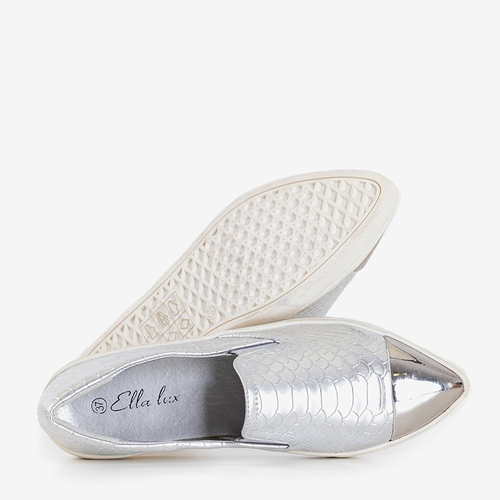 Срібні мокасини з дзеркальним носком Messaderra - Взуття