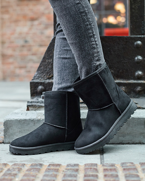 Черевики жіночі утеплені з екозамші чорного кольору Xetik - Взуття