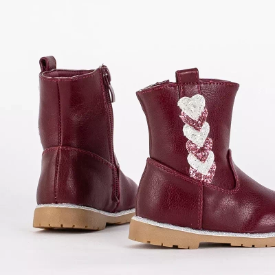 Dívčí bordó kozačky s ozdobným svrškem Nokimi-Shoes