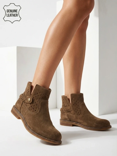 Ažurové dámské boty z přírodní kůže Unimi