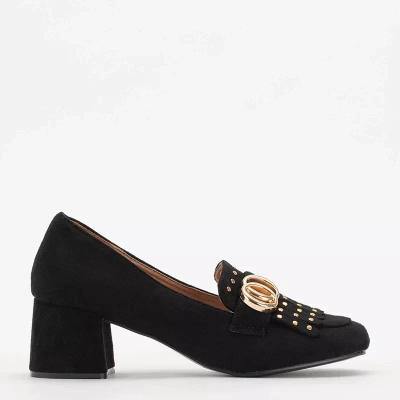 OUTLET Černé lodičky na sloupku s ozdobným svrškem Nell-shoes