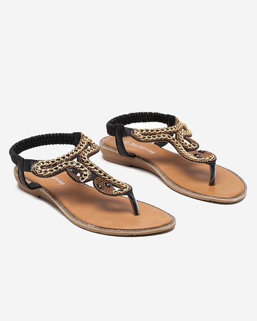 Чорні жіночі босоніжки з оздобленням Sijet