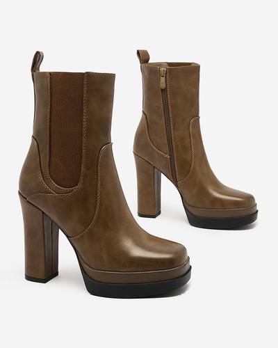 Royalfashion Коричневі жіночі чоботи на високій шпильці Aledossa