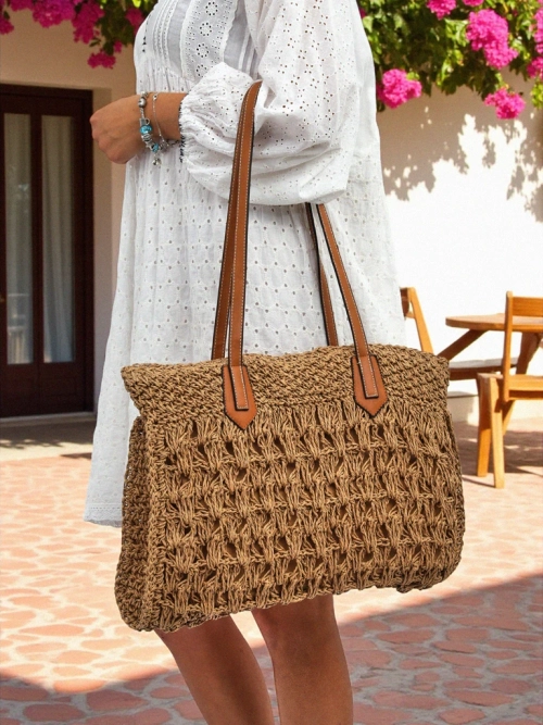 Royalfashion Велика жіноча солом'яна сумка Coco Breeze