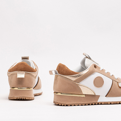 Dámské béžové a hnědé sportovní boty se třpytkami Tenetika - Footwear